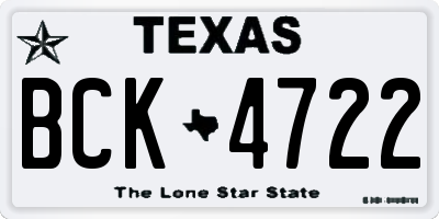 TX license plate BCK4722