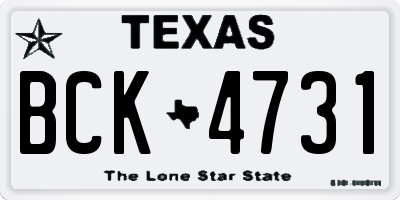 TX license plate BCK4731