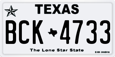 TX license plate BCK4733