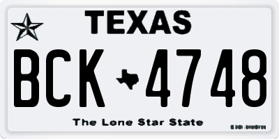 TX license plate BCK4748