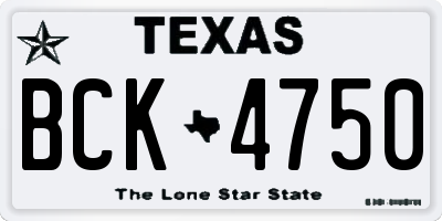 TX license plate BCK4750