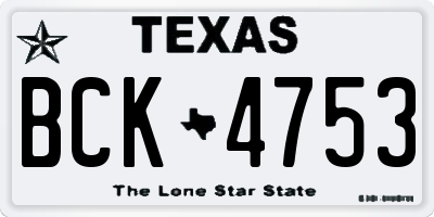 TX license plate BCK4753