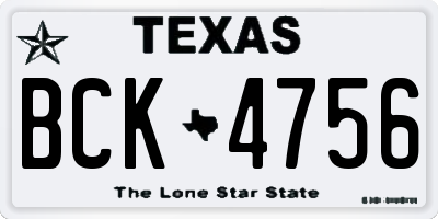 TX license plate BCK4756