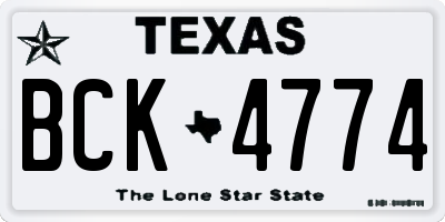 TX license plate BCK4774