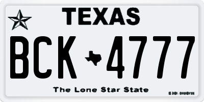 TX license plate BCK4777