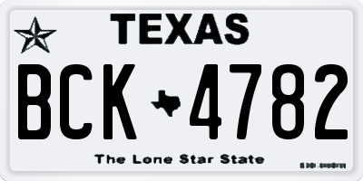 TX license plate BCK4782