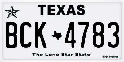 TX license plate BCK4783