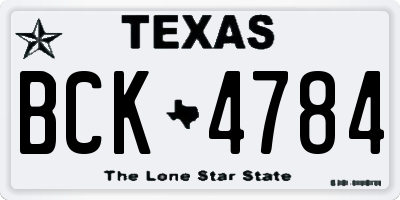 TX license plate BCK4784