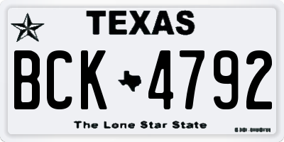 TX license plate BCK4792