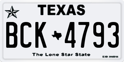 TX license plate BCK4793