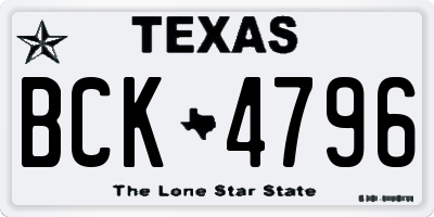 TX license plate BCK4796