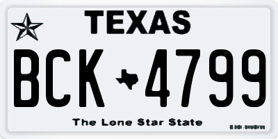 TX license plate BCK4799