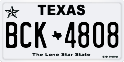 TX license plate BCK4808