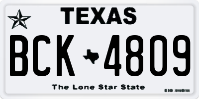 TX license plate BCK4809