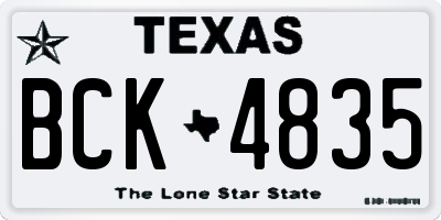 TX license plate BCK4835