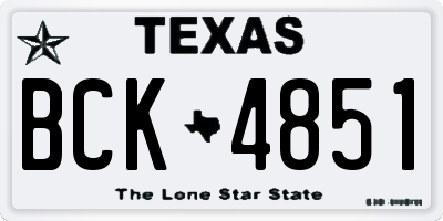 TX license plate BCK4851