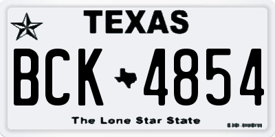 TX license plate BCK4854