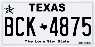TX license plate BCK4875