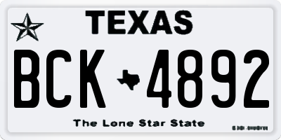 TX license plate BCK4892