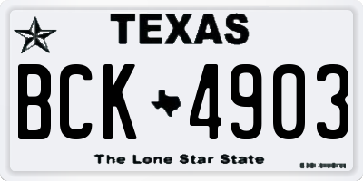 TX license plate BCK4903