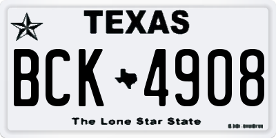 TX license plate BCK4908