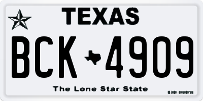 TX license plate BCK4909