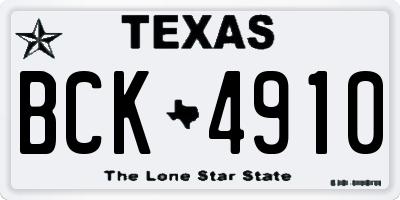 TX license plate BCK4910