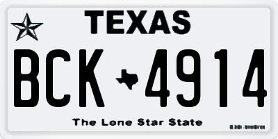 TX license plate BCK4914