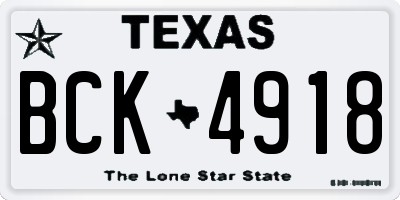 TX license plate BCK4918