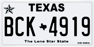 TX license plate BCK4919