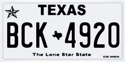 TX license plate BCK4920