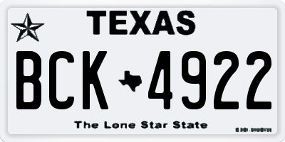 TX license plate BCK4922