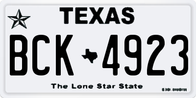 TX license plate BCK4923