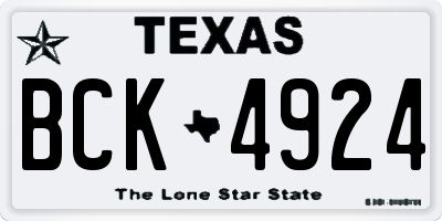 TX license plate BCK4924