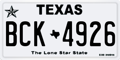 TX license plate BCK4926