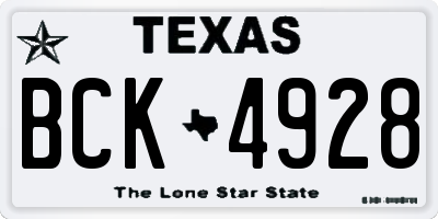 TX license plate BCK4928