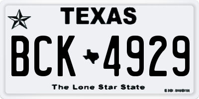 TX license plate BCK4929