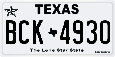 TX license plate BCK4930