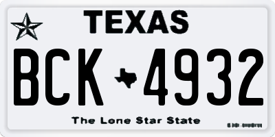 TX license plate BCK4932