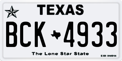 TX license plate BCK4933