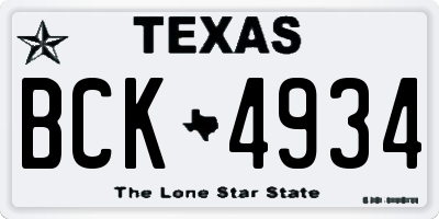 TX license plate BCK4934