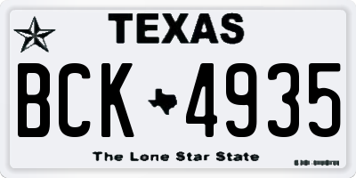 TX license plate BCK4935