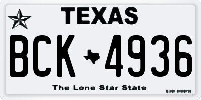 TX license plate BCK4936