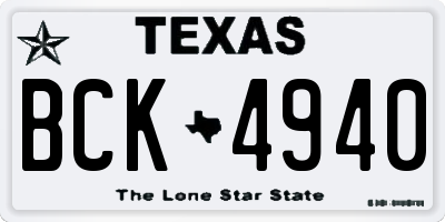 TX license plate BCK4940