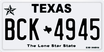 TX license plate BCK4945