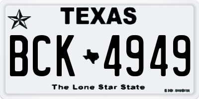 TX license plate BCK4949