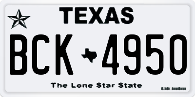 TX license plate BCK4950