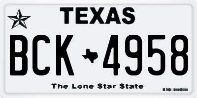 TX license plate BCK4958