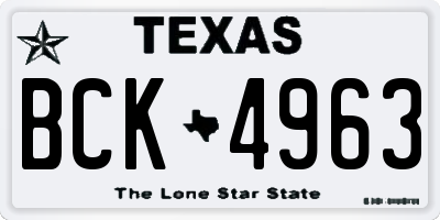 TX license plate BCK4963