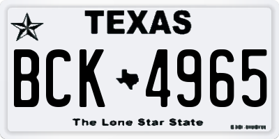 TX license plate BCK4965